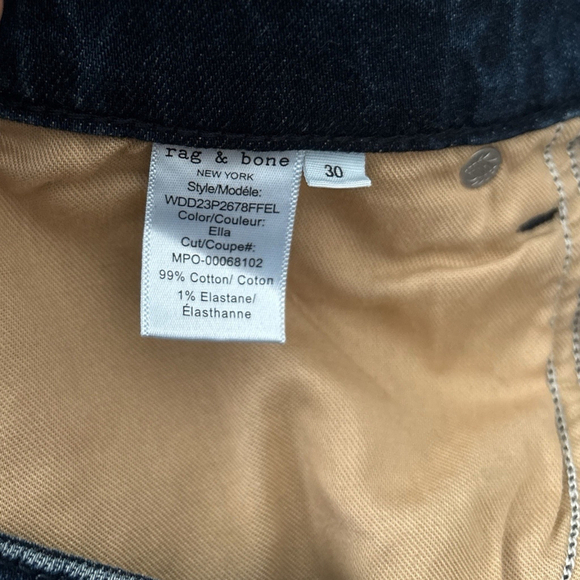 Rag & Bone Dre Low Rise Slim Boyfriend Jeans Dark Wash Womens Sz 29 Raw Hem NWT - Picture 7 of 7